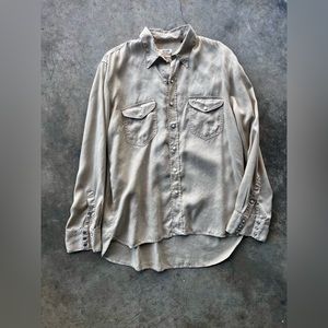 Wythe Tencel Cotton Western Pearl Snap Men’s Large Tan Khaki Long Sleeve USA